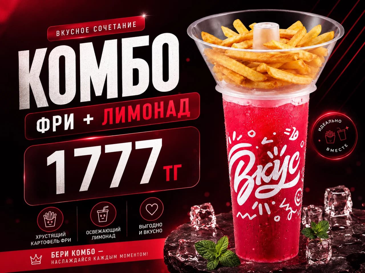 Лимонад и фри — 1 777 ₸